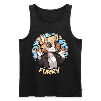 Funny Furry Meme Cat Fursona Geometric Low Poly - Männer Premium Bio Tank Top - Schwarz - Vorne - AI Model Male 178 light (178cm)