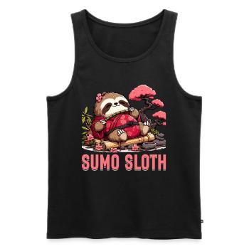Sumo-Faultier - Männer Premium Bio Tank Top - Schwarz - Vorne - Michal (187cm)