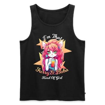 Bubble Tea Boba & Anime Kind of Girl Fox Fursona F - Männer Premium Bio Tank Top - Schwarz - Vorne - AI Model Male 178 light (178cm)