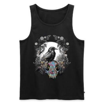 Dark Fantasy Crow Skull Bone Horror Woodland Animal - Men's Premium Organic Tank Top - black - Front - Michal (187cm)