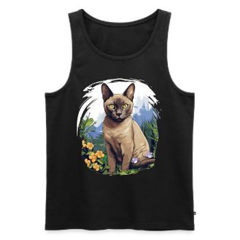 Burmese Cat Burma Katze - Men's Premium Organic Tank Top - black - Front - AI Model Male 178 light (178cm)