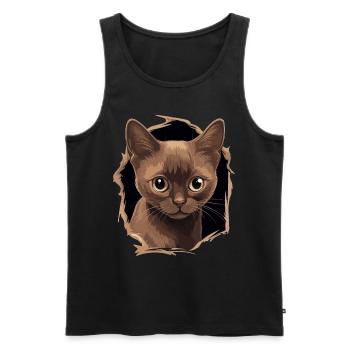Burmese Cat Burma Katze - Men's Premium Organic Tank Top - black - Front - AI Model Male 178 light (178cm)