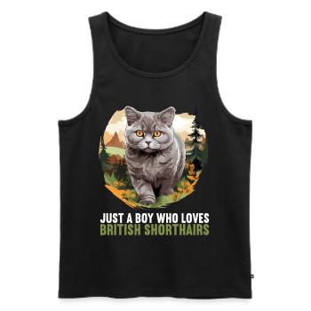 Cat Cats British Shorthair British Shorthair - Men's Premium Organic Tank Top - black - Front - AI Model Male 178 light (178cm)