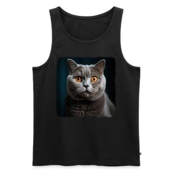 Cat Cats British Shorthair British Shorthair - Men's Premium Organic Tank Top - black - Front - AI Model Male 178 light (178cm)
