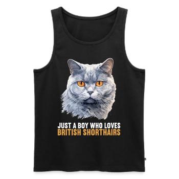 Cat Katzen British Shorthair Britisch Kurzhaar - Männer Premium Bio Tank Top - Schwarz - Vorne - Michal (187cm)