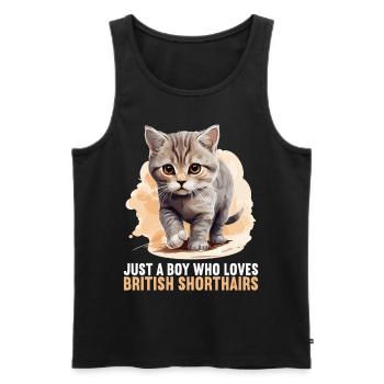 Cat Cats British Shorthair British Shorthair - Men's Premium Organic Tank Top - black - Front - AI Model Male 178 light (178cm)