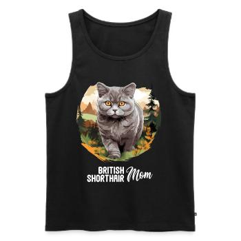 Cat Cats British Shorthair British Shorthair - Men's Premium Organic Tank Top - black - Front - AI Model Male 178 light (178cm)