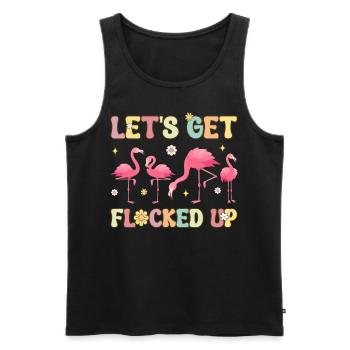 Funny Flamingo Flock Let's Blow Up - Men's Premium Organic Tank Top - black - Front - Michal (187cm)