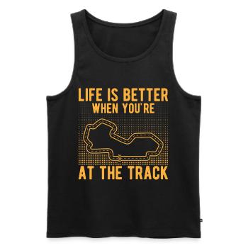 La vie de course de voiture de circuit est meilleure sur la piste cadeau - Débardeur bio Premium Homme - noir - Devant - Michal (187cm)
