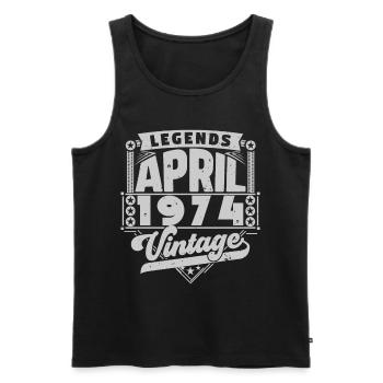 Cadeau Vintage Anniversaire avril 1974, avril 1974 - Débardeur bio Premium Homme - noir - Devant - Michal (187cm)