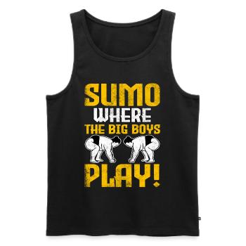 Sumo where the big boys play! - Men's Premium Organic Tank Top - black - Front - Michal (187cm)