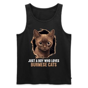 Chat birman Birmanie Katze - Débardeur bio Premium Homme - noir - Devant - AI Model Male 178 light (178cm)