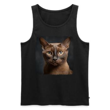 Burmese Cat Burma Katze - Men's Premium Organic Tank Top - black - Front - AI Model Male 178 light (178cm)