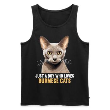 Chat birman Birmanie Katze - Débardeur bio Premium Homme - noir - Devant - AI Model Male 178 light (178cm)