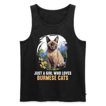 Burmese Cat Burma Katze - Men's Premium Organic Tank Top - black - Front - AI Model Male 178 light (178cm)