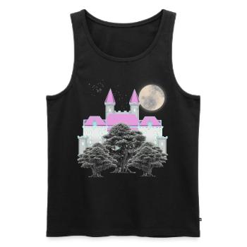 Rétro Vintage château de conte de fées lune forêt château - Débardeur bio Premium Homme - noir - Devant - AI Model Male 178 light (178cm)