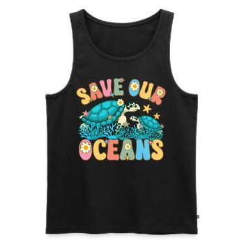 Rettet unsere Ozeane Klimawandel Ozean Tag der Erd - Männer Premium Bio Tank Top - Schwarz - Vorne - AI Model Male 178 light (178cm)