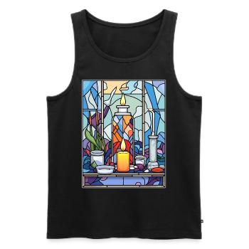 Candle Making Lover Stained Glass Geometric Mosaic - Männer Premium Bio Tank Top - Schwarz - Vorne - AI Model Male 178 light (178cm)
