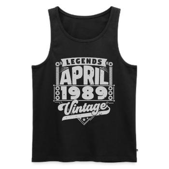Jahrgangsgeschenk Jubiläum April 1989, April 1989 - Männer Premium Bio Tank Top - Schwarz - Vorne - Michal (187cm)