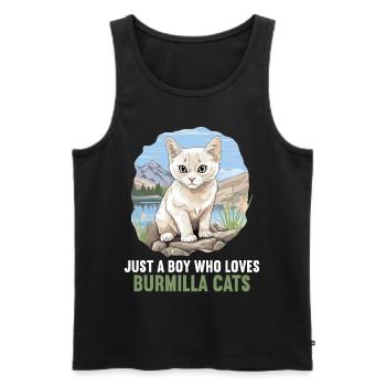 Burmilla Chaton Burmilla Chat - Débardeur bio Premium Homme - noir - Devant - Michal (187cm)