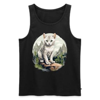 Burmilla Chaton Burmilla Chat - Débardeur bio Premium Homme - noir - Devant - Michal (187cm)