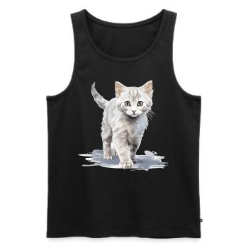 Burmilla Chaton Burmilla Chat - Débardeur bio Premium Homme - noir - Devant - Michal (187cm)