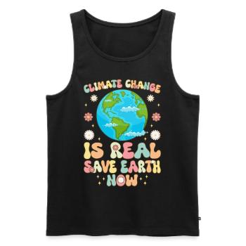 Le changement climatique est réel : sauvez la Terre aujourd’hui - Débardeur bio Premium Homme - noir - Devant - Michal (187cm)