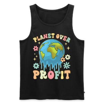 Planet Over Profit Klimawandel Earth Day - Männer Premium Bio Tank Top - Schwarz - Vorne - Michal (187cm)