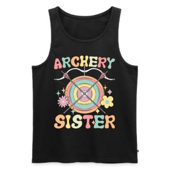 Archery Sister Groovy Archery Girl - Men's Premium Organic Tank Top - black - Front - Michal (187cm)