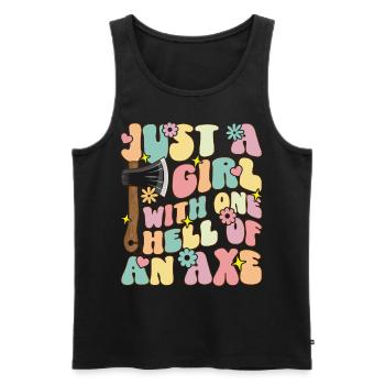 Mädchen mit einer höllischen Axt Axtwerfen Mädchen - Männer Premium Bio Tank Top - Schwarz - Vorne - AI Model Male 178 light (178cm)
