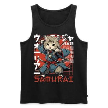 Samurai Cat Kawaii Japanese Ninja Cat - Men's Premium Organic Tank Top - black - Front - Michal (187cm)
