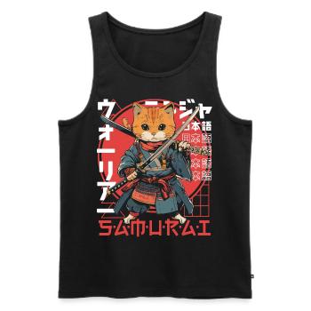 Chat Samouraï Chat Ninja Japonais Kawaii - Débardeur bio Premium Homme - noir - Devant - Michal (187cm)
