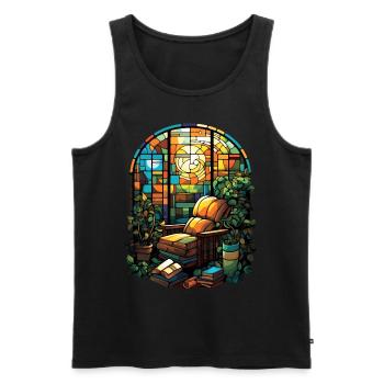 Bookish Cottagecore Stained Glass Bibliophile Book - Männer Premium Bio Tank Top - Schwarz - Vorne - AI Model Male 178 light (178cm)