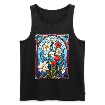 Stained Glass Spring Wildflower Gardening Garden L - Männer Premium Bio Tank Top - Schwarz - Vorne - Michal (187cm)