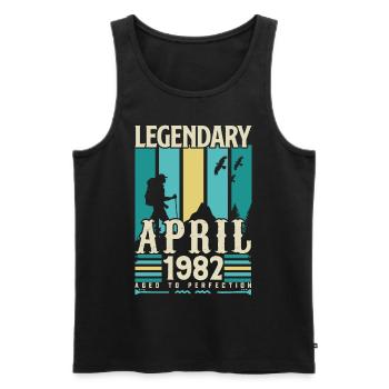 April 1982 Anniversary Gift, Vintage April 1982 - Men's Premium Organic Tank Top - black - Front - Michal (187cm)
