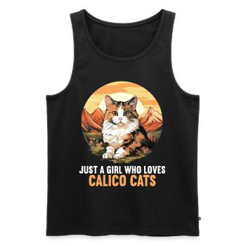 Calico Cat Lucky Cat - Men's Premium Organic Tank Top - black - Front - AI Model Male 178 light (178cm)