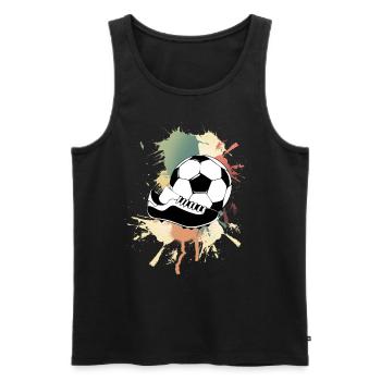 Joueur de football Joueur de football Splash de couleur - Débardeur bio Premium Homme - noir - Devant - Michal (187cm)
