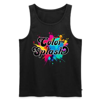 Color Splash. colorful, eye-catching, abstract, cool, - Men's Premium Organic Tank Top - black - Front - AI Model Male 178 light (178cm)