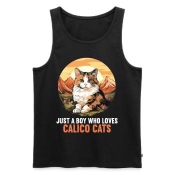 Calico Cat Lucky Cat - Men's Premium Organic Tank Top - black - Front - AI Model Male 178 light (178cm)