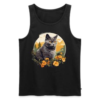 Chartreux Cat Carthusian Cat - Men's Premium Organic Tank Top - black - Front - AI Model Male 178 light (178cm)
