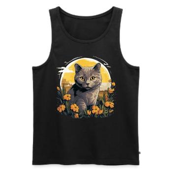 Chartreux Cat Carthusian Cat - Men's Premium Organic Tank Top - black - Front - AI Model Male 178 light (178cm)