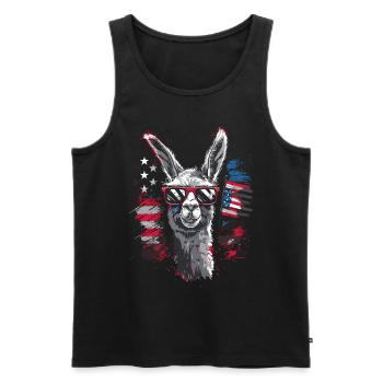 Coole Amerika Llama Sonnenbrille Patriotisch - Männer Premium Bio Tank Top - Schwarz - Vorne - Michal (187cm)