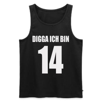 Digga ich bin 14 - Männer Premium Bio Tank Top - Schwarz - Vorne - Michal (187cm)
