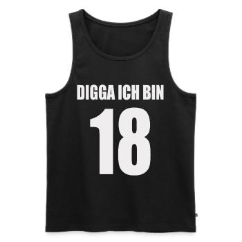Digga ich bin 18 - Männer Premium Bio Tank Top - Schwarz - Vorne - Michal (187cm)