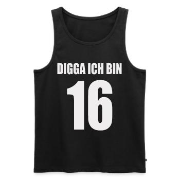 Digga ich bin 16 - Männer Premium Bio Tank Top - Schwarz - Vorne - Michal (187cm)