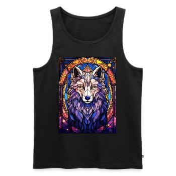Mystical Wolf Geometric Stained Glass Wildlife Ani - Männer Premium Bio Tank Top - Schwarz - Vorne - Michal (187cm)