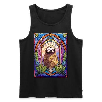 Cute Geometric Sloth Mammal Wildlife Stained Glass - Männer Premium Bio Tank Top - Schwarz - Vorne - Michal (187cm)
