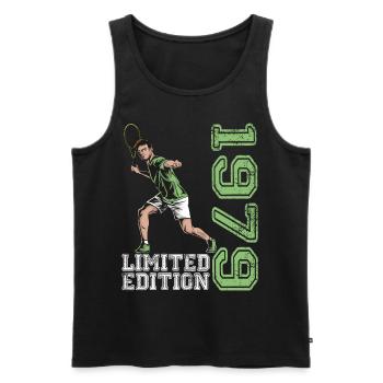 Limited Edition 1979 Limited Edition Tennis - Men's Premium Organic Tank Top - black - Front - Michal (187cm)