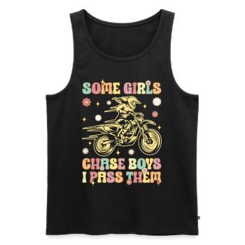 Groovy Dirt Bike Fille Motarde Quelques Filles - Débardeur bio Premium Homme - noir - Devant - Michal (187cm)