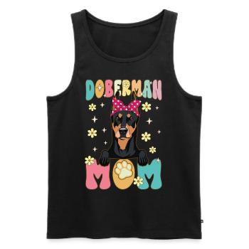 Dobermann Mama Groovy Dog Mom - Männer Premium Bio Tank Top - Schwarz - Vorne - Michal (187cm)